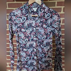 J.Crew PATRIOTIC Paisley Button Down 100% Cotton Shirt Medium